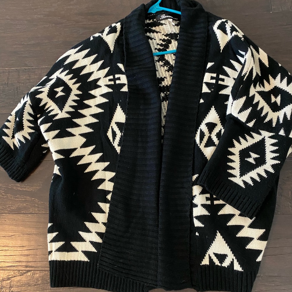 Cream and black boho sweater from boutique